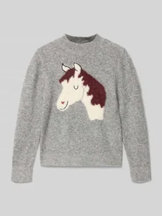 Sweter z dzianiny o kroju regular fit ze wstawką - Swetry dla dziewczynek - miniaturka - grafika 1
