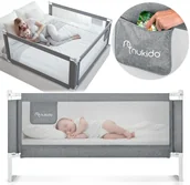 Zabezpieczenia dla dzieci - Barierka ochronna do łóżka zabezpieczająca bramka blokada 200 cm Nukido NK-227 szara - miniaturka - grafika 1