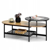 Ławy i stoliki kawowe - Stolik Kawowy Ława Do Salonu Z Blatem Do Jedzenia Półką Lauri XL Dąb Czarny - miniaturka - grafika 1