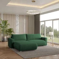 Pościel - Masseno Narożnik TURIN P z funkcją spania i pojemnikiem na pościel Kształt L, Rozkładana sofa, Rogówka - Zielony, POSO 14 - miniaturka - grafika 1
