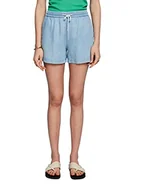 Spodenki damskie - edc by Esprit Szorty jeansowe Pull-on, Tencel™, Blue Bleached, 36 - miniaturka - grafika 1