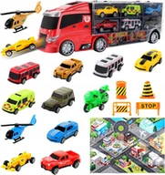 Zabawki zdalnie sterowane - Duża Ciężarówka Walizka Z Autkami Truck Mata Auta Samochodziki Prezent - miniaturka - grafika 1