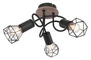 Lampy sufitowe - Globo Xara I 54802S-3DH plafon lampa sufitowa 3x40W E14 czarny/drewniany - miniaturka - grafika 1