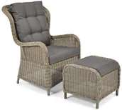 Meble ogrodowe - Fertone Ekskluzywny fotel SONATA z podnóżkiem - szary - miniaturka - grafika 1
