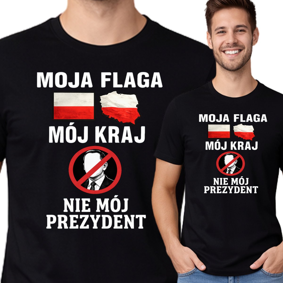 Koszulka Męska Protest Nie Mój Prezydent Polska 2026 P409 CZARNA L