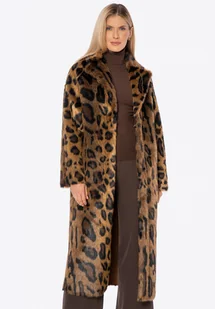 Długi płaszcz ze sztucznego futra w panterkę brązowy - Płaszcze damskie Długi płaszcz ze sztucznego futra w panterkę brązowy - Płaszcze damskie - miniaturka - grafika 1