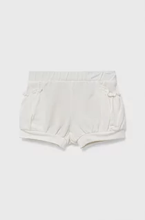 Spodnie i spodenki dla dziewczynek - United Colors of Benetton szorty dziecięce kolor biały gładkie - grafika 1