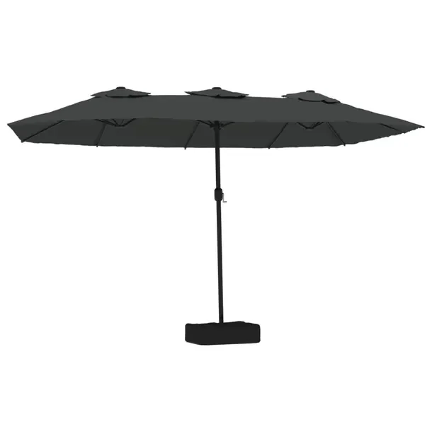 Podwójny Parasol Ogrodowy z LED, Antracytowy, 449x265x245 cm