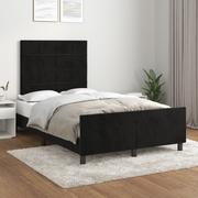 Łóżka - Lumarko Rama łóżka z zagłówkiem, czarna, 120x200 cm, aksamitna - miniaturka - grafika 1