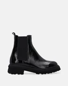 Botki damskie - Czarne lakierowane sztyblety - Venezia - miniaturka - grafika 1