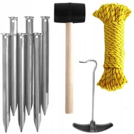 Akcesoria turystyczne - Zestaw kempingowy namiotu śledzie młotek linka hak - miniaturka - grafika 1