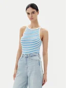 Koszulki i topy damskie - Pieces Top Jane 17155477 Niebieski Slim Fit - miniaturka - grafika 1