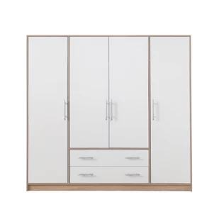Szafa 4D Biała SR1 Smart Meblar Biały Lux, Dąb Sonoma - Szafy - miniaturka - grafika 1