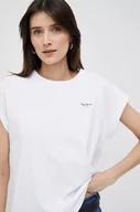 Koszulki sportowe damskie - Pepe Jeans t-shirt bawełniany Bloom kolor biały - miniaturka - grafika 1