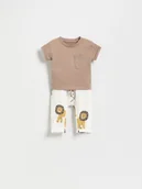 Komplety dla niemowląt - Reserved - Bawełniany komplet - brązowy - miniaturka - grafika 1
