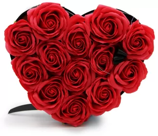 Mydlany Flower Box - 13 Czerwonych Róż w Pudełku w kształcie Serca - Sztuczne kwiaty - miniaturka - grafika 1