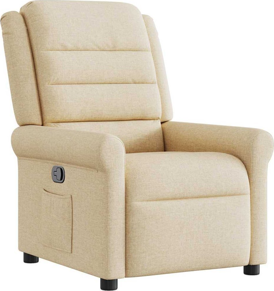 Fotel rozkładany, kremowy, obity tkaniną