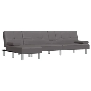 Sofa rozkładana L, szara, 255x140x70 , sztuczna sk - Narożniki - miniaturka - grafika 1