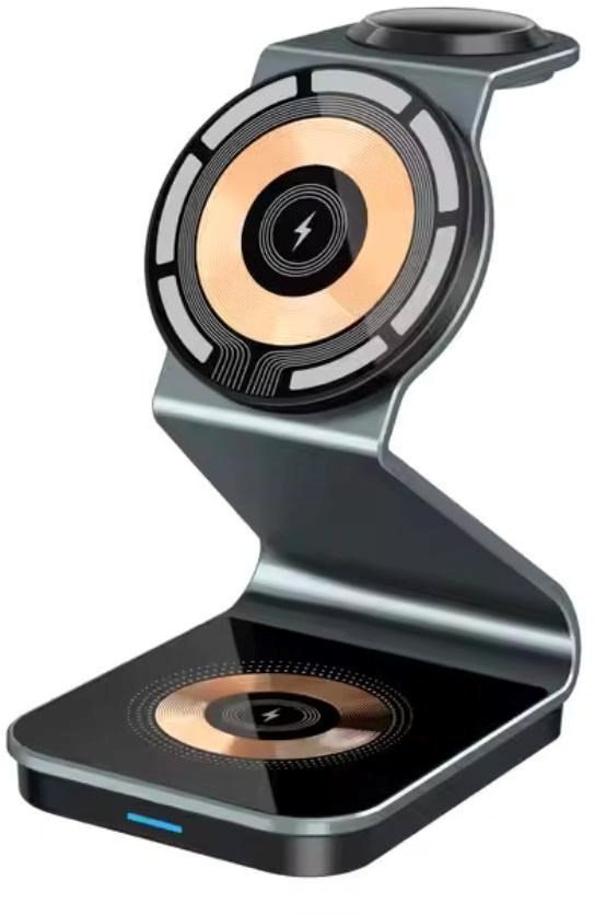 Ładowarka 1stCOOL Bezprzewodowa QI ładowarka stacja 3v1, 21W, MagSafe, USB-C, czarny HLI-C6 Evo
