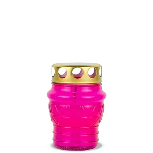 Znicz Szklany Zalewany 10 cm Różowy DP64 Znicz szklany kolorowy z metalowym kapturkiem - Lampiony i znicze - miniaturka - grafika 1