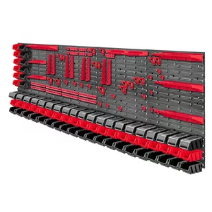 Tablica warsztatowa Lokke 160 elementów 232 x 78 cm, czarno-czerwona - Pozostałe wyposażenie warsztatu - miniaturka - grafika 1