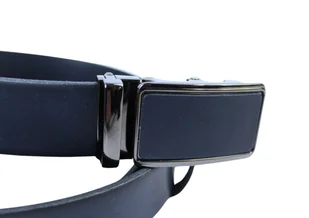 Pasek Męski Skórzany Arucce (PL) Skóra Licowa EXTRA 35 mm GRANATOWY Gładki Klamra Samozaciskowa SREBRNA 35 ZE SKÓRZANĄ WSTAWKĄ - Paski - miniaturka - grafika 5