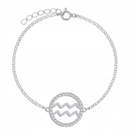 Bransoletki - Srebrna Bransoletka Znak Zodiaku WODNIK DEDYKACJA - miniaturka - grafika 1