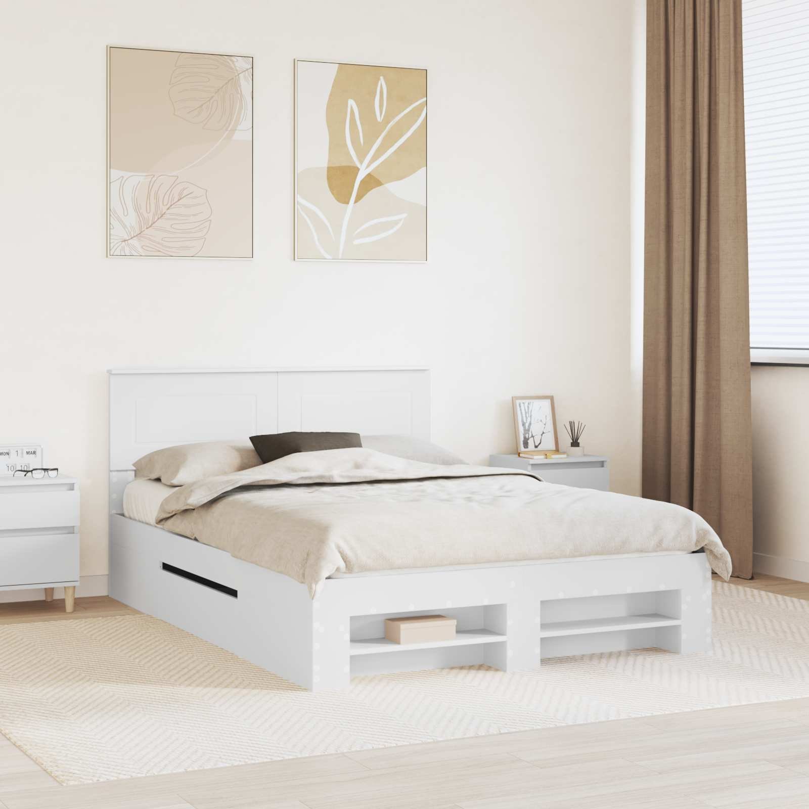 vidaXL Ramka łóżka Biały 150 x 200 cm Materiał drewnopochodny