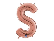 Balony i akcesoria - Balon foliowy litera S różowe złoto - 66 cm - 1 szt. - miniaturka - grafika 1