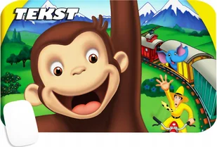 PODKŁADKA POD MYSZKĘ Z NADRUKIEM MAŁPKA GEORGE PREZENT -TEKST -29X36 - Podkładki pod mysz - miniaturka - grafika 1