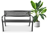 Ławki ogrodowe - Ażurowa ławka ogrodowa z oparciem parkowa metalowa taras balkon - miniaturka - grafika 1