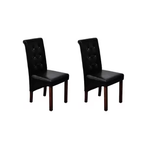vidaXL Eleganckie krzesła jadalniane, czarna sztuczna skóra - Krzesła - miniaturka - grafika 1
