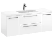 Szafki łazienkowe - Szafka Wisząca Z Umywalką RON 120 cm D - Biały Mat - Uchwyty Chromowane - miniaturka - grafika 1