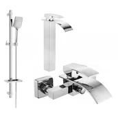Baterie umywalkowe - Mexen Aries DQ62 zestaw wannowy, chrom - miniaturka - grafika 1
