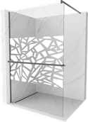 Ścianki i drzwi prysznicowe - Mexen Kioto+ ścianka prysznicowa z półką Walk-in 100 x 200 cm, biały wzór, gun metal - 800-100-121-95-85 - miniaturka - grafika 1