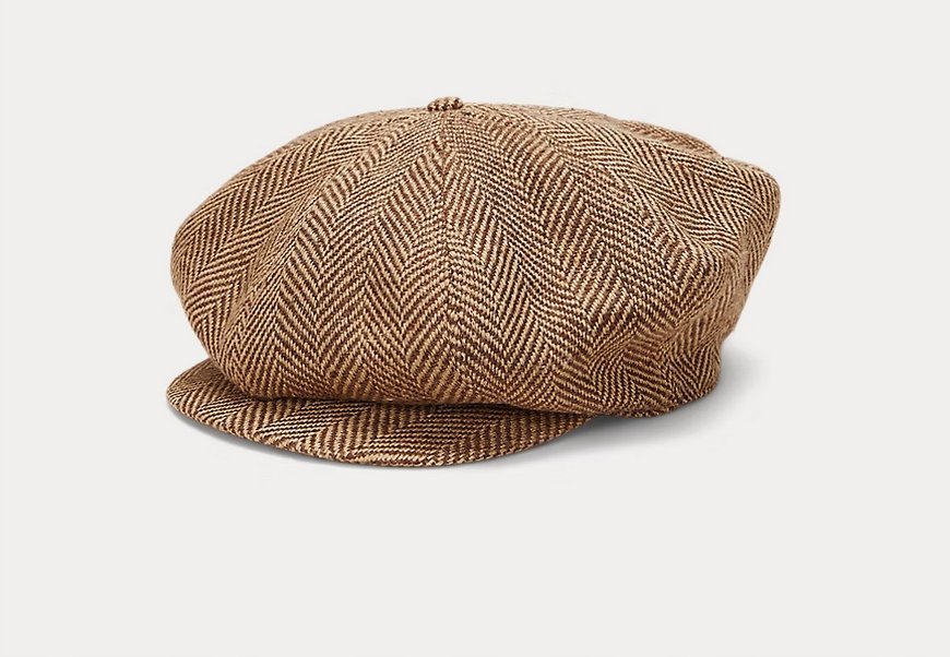 Lniano-Jedwab Jodełko Newsboy Polo Ralph Lauren czapka Gazeciarska R. S/M