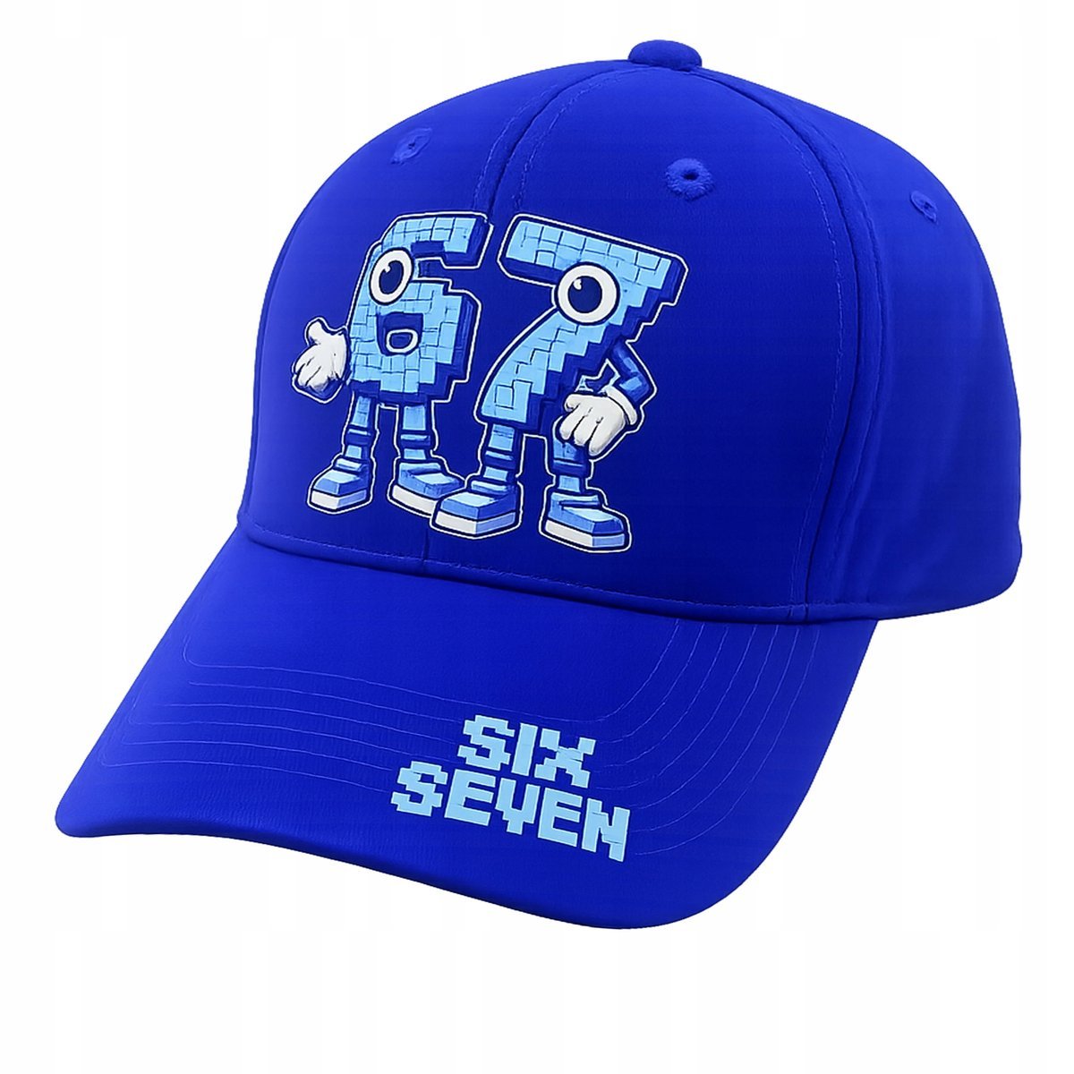 Czapka z Daszkiem Dziecięca Bawełniana Regulacja Six Seven 67 Brainrot Niebieska