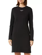 Sukienki - Calvin Klein Jeans Damska sukienka z logo Ls Jersey, Ck czarny, S - miniaturka - grafika 1