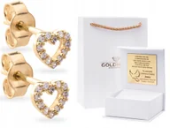 Biżuteria dla dzieci - ZŁOTE KOLCZYKI SERCA DEDYKACJA KOMUNIA ŚWIĘTA 333 - miniaturka - grafika 1