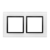 Klawisze i ramki - Kontakt Simon Ramka podwójna SIMON 54 NATURE szklana - czarna perła - miniaturka - grafika 1