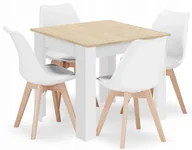 Stoły z krzesłami - Zestaw stół biały + dąb sonoma z białymi krzesłami 4 szt D8-N19 - miniaturka - grafika 1