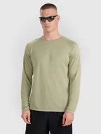 Koszulki sportowe męskie - 4F Longsleeve do biegania szybkoschnący męski - oliwkowa L - miniaturka - grafika 1