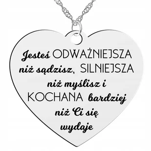 Srebrny Naszyjnik 925 Serce z GRAWEREM Prezent - Naszyjniki - miniaturka - grafika 1