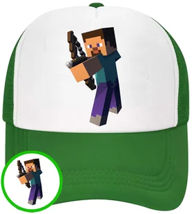 CZAPKA Z DASZKIEM MINECRAFT DLA DZIECI SIATKA ZIELONA BEJSBOLÓWKA - Czapki i chusty sportowe męskie - miniaturka - grafika 1