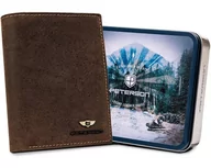 Portfele - Duży portfel męski brązowy ze skóry naturalnej, bez zapięcia - miniaturka - grafika 1