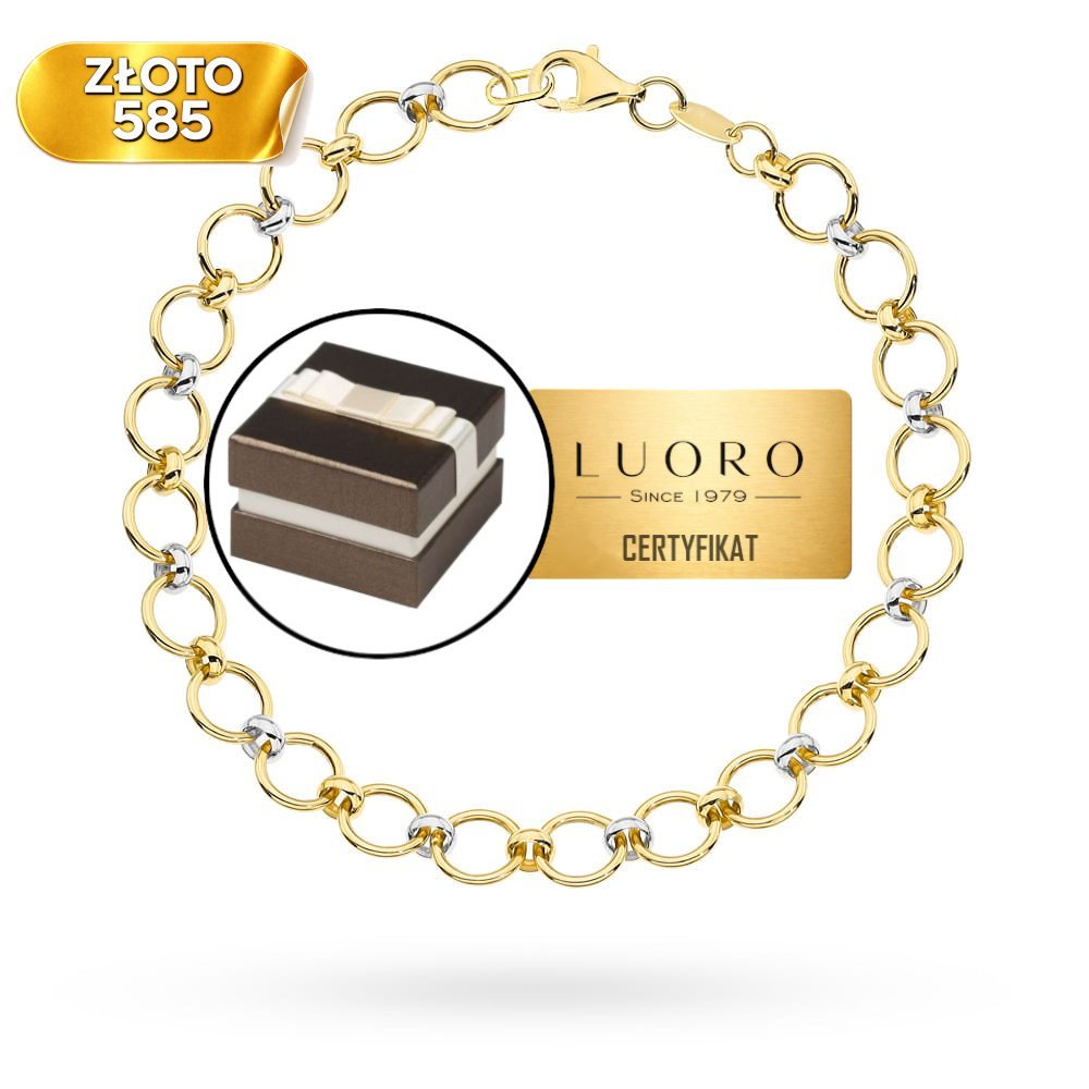 BRANSOLETKA ZŁOTA 585 14K KÓŁECZKA ŻÓŁTE ZŁOTO 19 CM ELEGANCKA