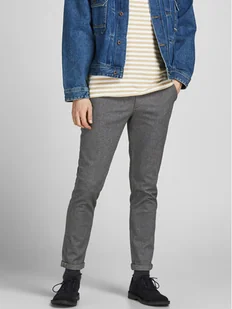 Jack&Jones Chinosy Marco 12206198 Szary Slim Fit - Spodnie męskie - miniaturka - grafika 1