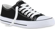 Trampki damskie - VAN HILL Damskie Trampki Niskie Sznurowane Wygodne Materiałowe Buty Casualowe 841314, Kolor: Czarny Biały, Rozmiar: 41 - miniaturka - grafika 1