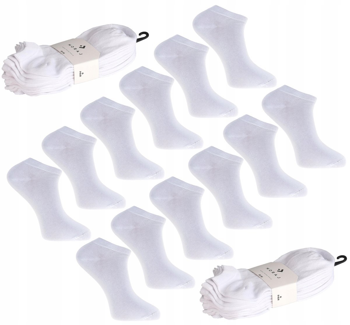 Skarpetki Stopki Damskie Skarpety Bawełniane Białe MORAJ 12-PAR 38-41