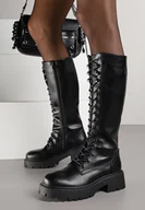 Kozaki damskie - Czarne Kozaki Grunge VICES w Stylu Workerów Uniama - miniaturka - grafika 1